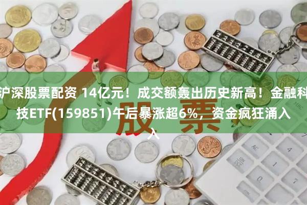 沪深股票配资 14亿元！成交额轰出历史新高！金融科技ETF(159851)午后暴涨超6%，资金疯狂涌入