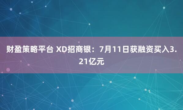 财盈策略平台 XD招商银：7月11日获融资买入3.21亿元